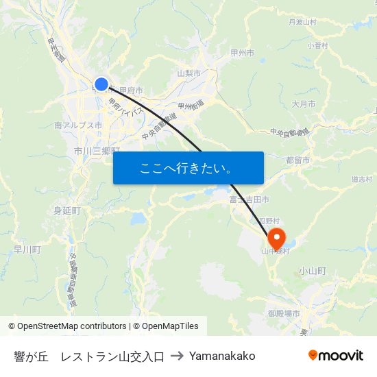響が丘　レストラン山交入口 to Yamanakako map