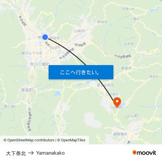 大下条北 to Yamanakako map