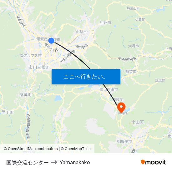 国際交流センター to Yamanakako map
