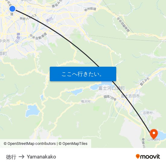 徳行 to Yamanakako map