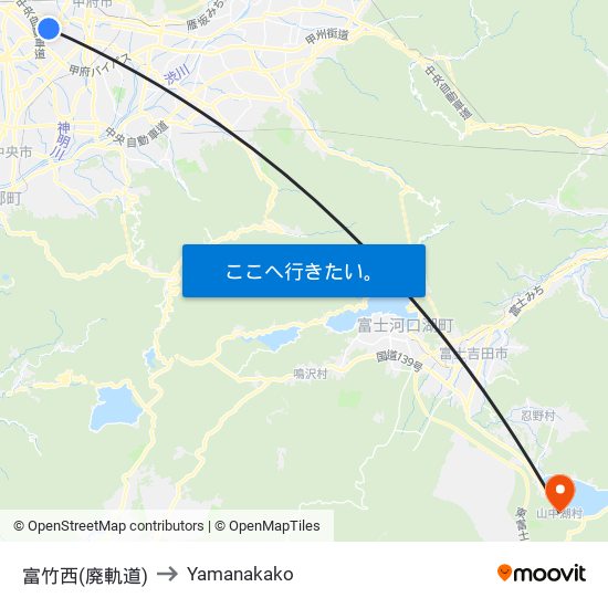 富竹西(廃軌道) to Yamanakako map