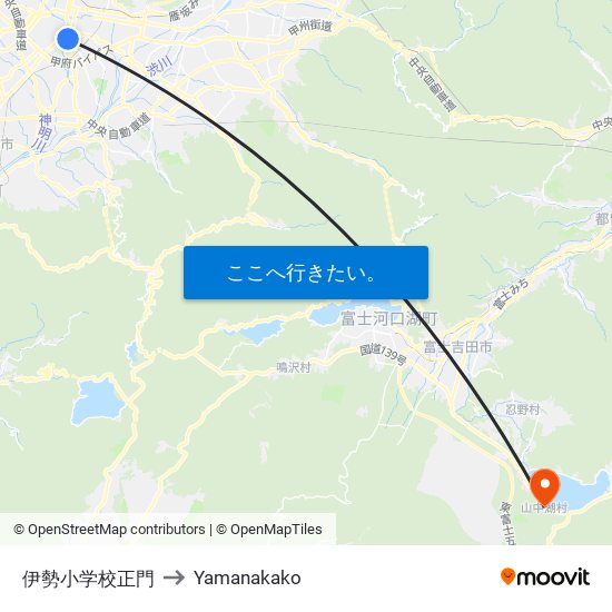 伊勢小学校正門 to Yamanakako map