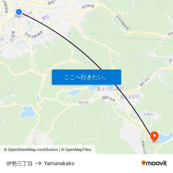 伊勢三丁目 to Yamanakako map