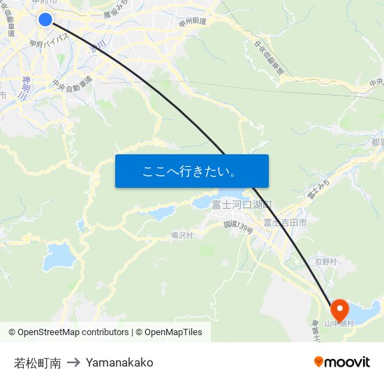 若松町南 to Yamanakako map