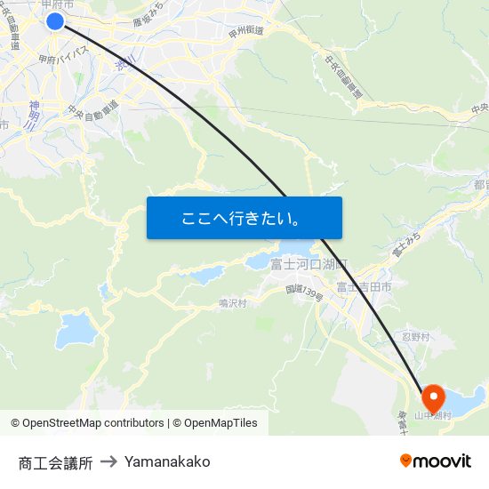 商工会議所 to Yamanakako map