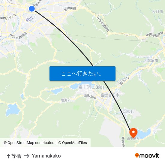 平等橋 to Yamanakako map