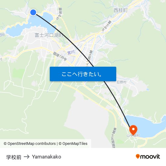 学校前 to Yamanakako map