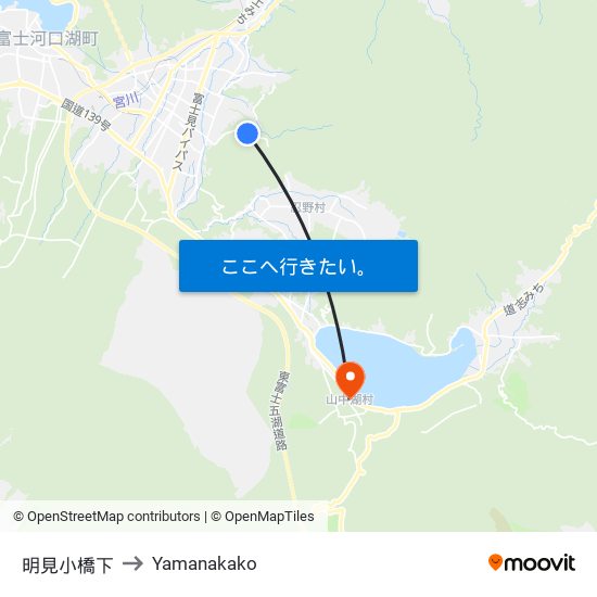 明見小橋下 to Yamanakako map