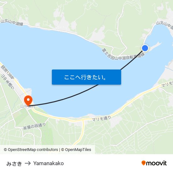 みさき to Yamanakako map