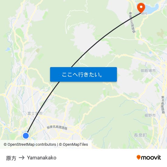 原方 to Yamanakako map