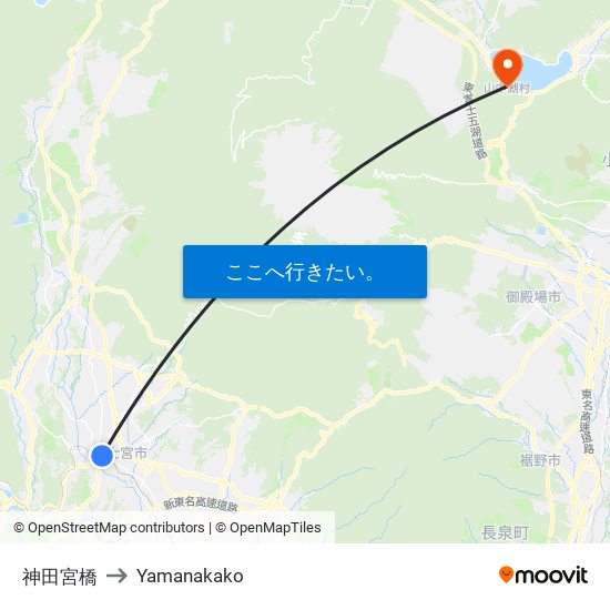 神田宮橋 to Yamanakako map