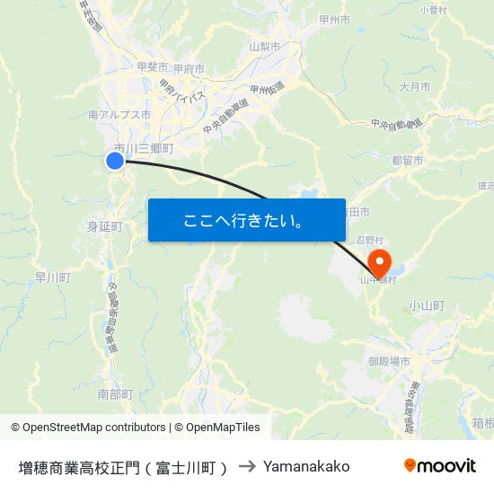 増穂商業高校正門（富士川町） to Yamanakako map