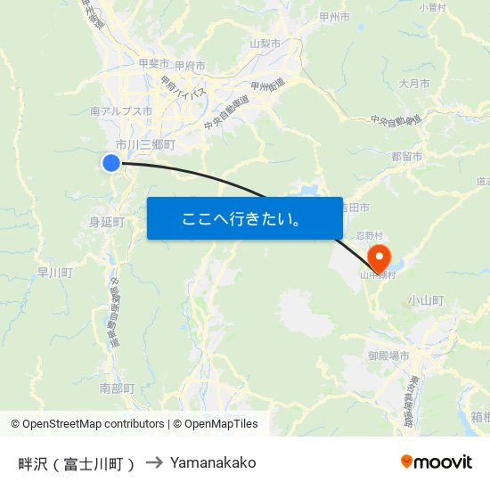 畔沢（富士川町） to Yamanakako map