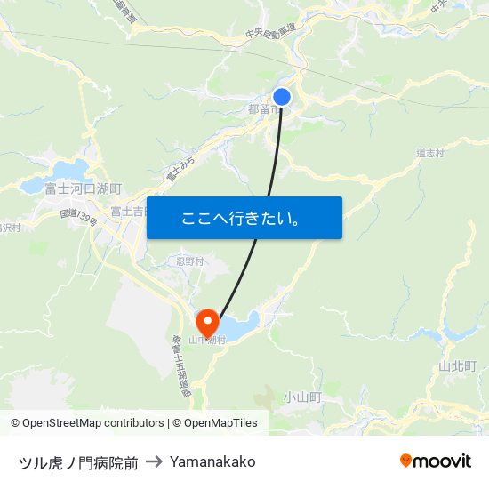 ツル虎ノ門病院前 to Yamanakako map