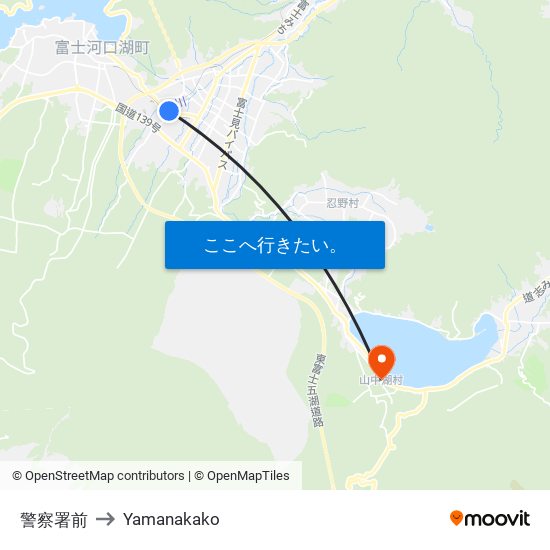 警察署前 to Yamanakako map