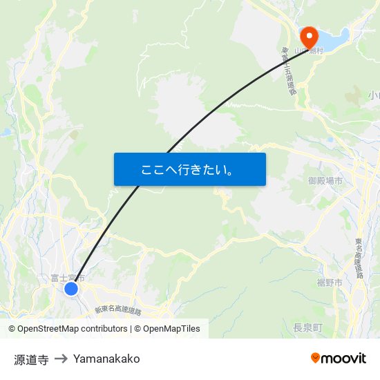 源道寺 to Yamanakako map