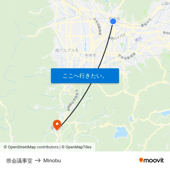 県会議事堂 to Minobu map