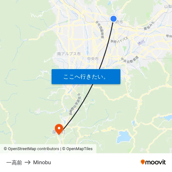 一高前 to Minobu map