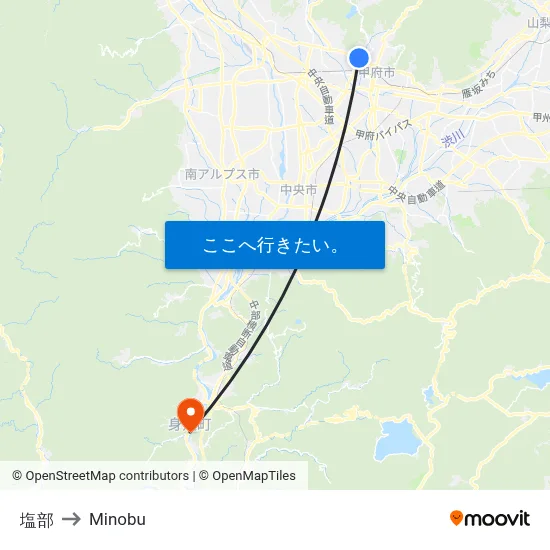 塩部 to Minobu map