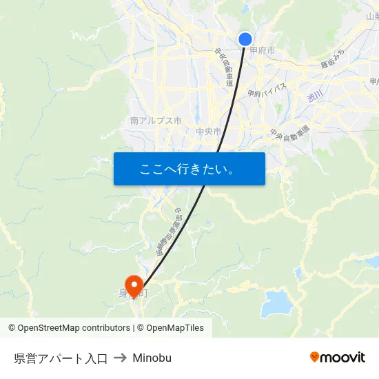 県営アパート入口 to Minobu map