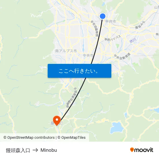饅頭森入口 to Minobu map