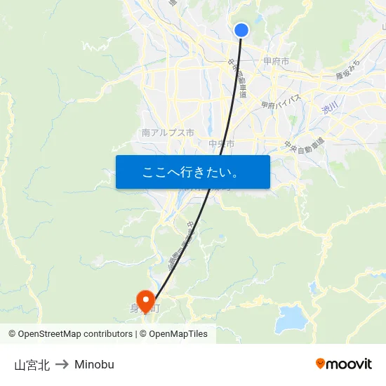 山宮北 to Minobu map