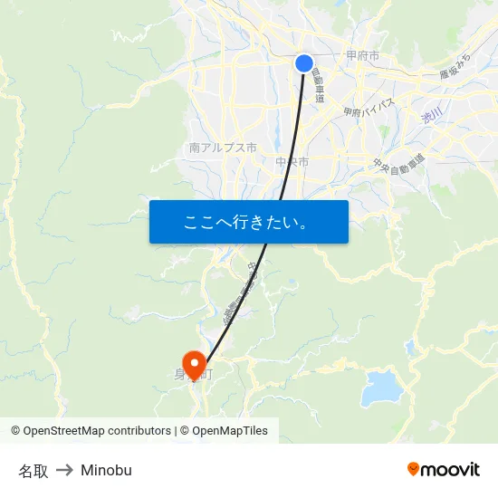 名取 to Minobu map