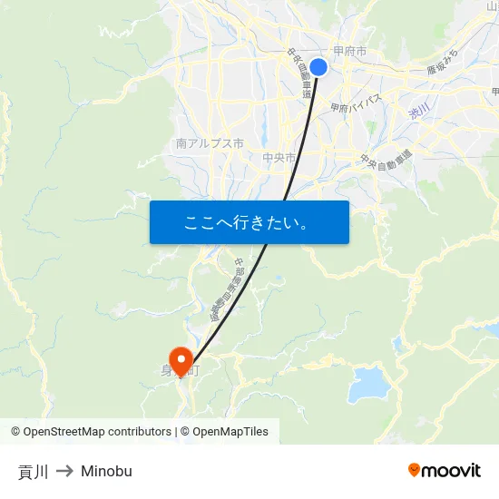 貢川 to Minobu map
