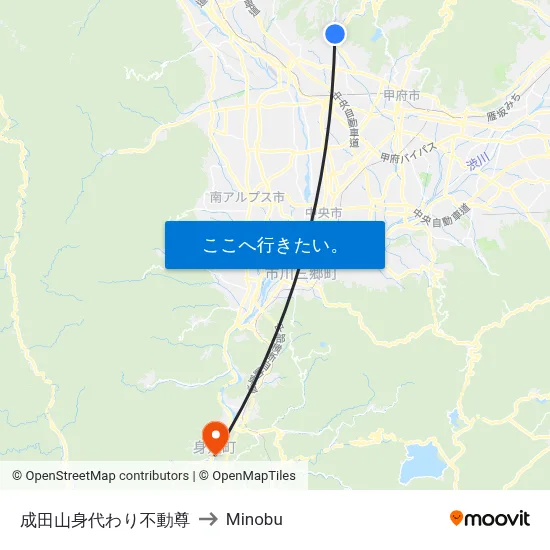 成田山身代わり不動尊 to Minobu map