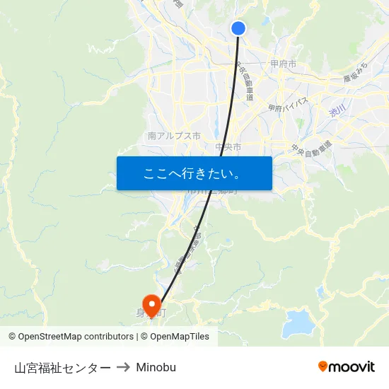 山宮福祉センター to Minobu map