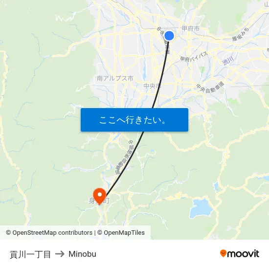 貢川一丁目 to Minobu map