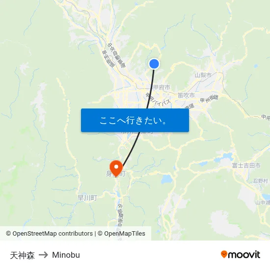 天神森 to Minobu map