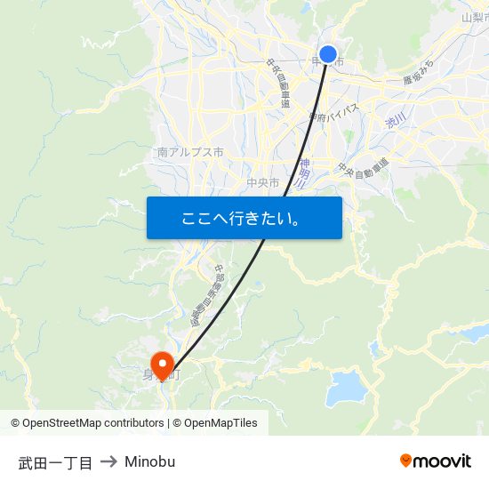 武田一丁目 to Minobu map