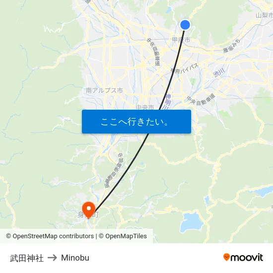 武田神社 to Minobu map