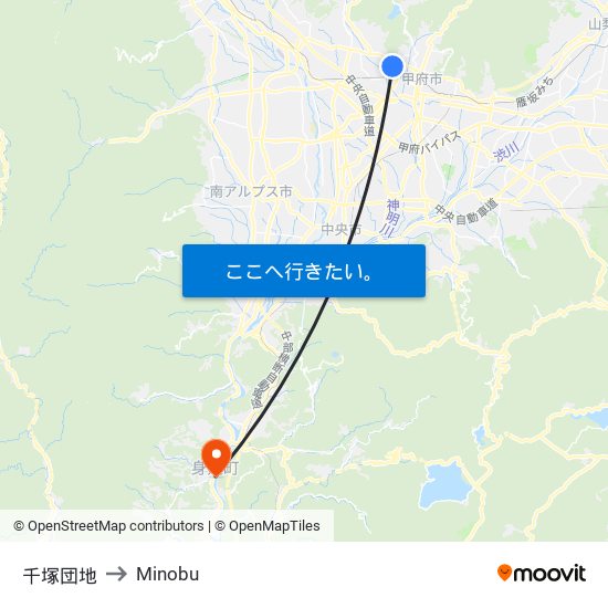 千塚団地 to Minobu map