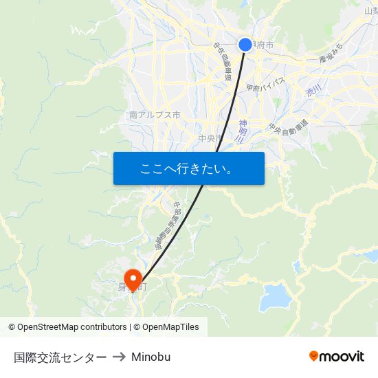 国際交流センター to Minobu map