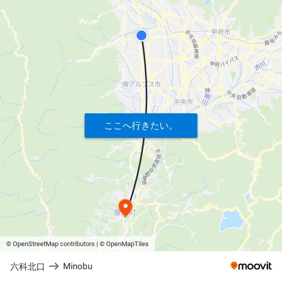 六科北口 to Minobu map