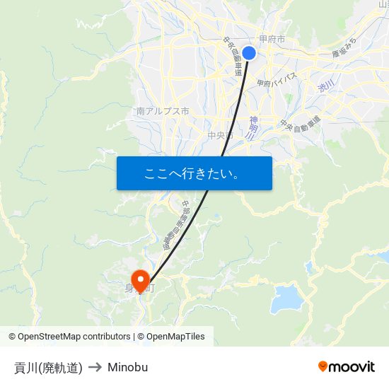 貢川(廃軌道) to Minobu map