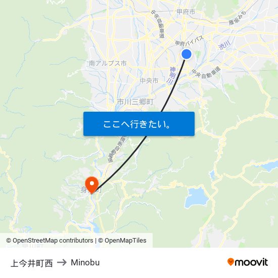 上今井町西 to Minobu map