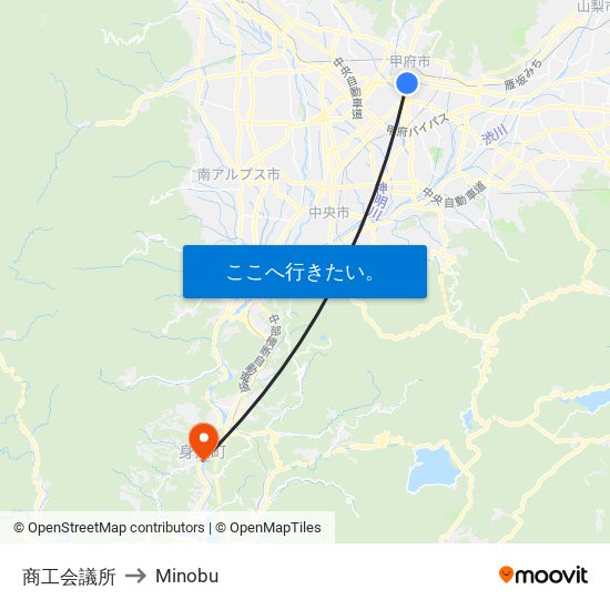 商工会議所 to Minobu map