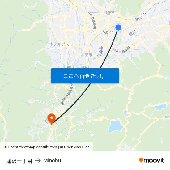 蓬沢一丁目 to Minobu map