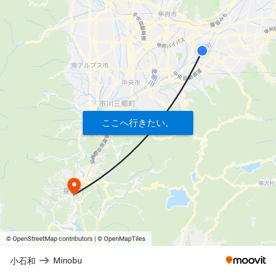 小石和 to Minobu map
