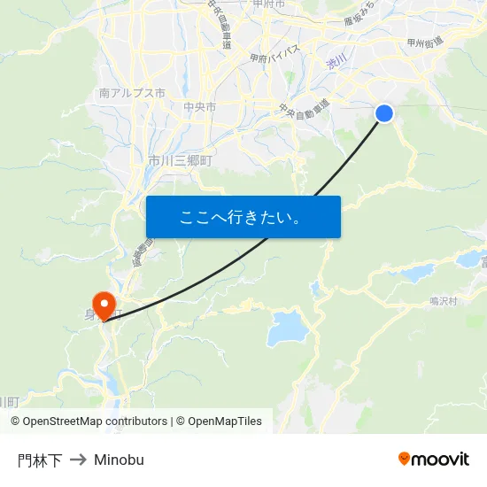 門林下 to Minobu map