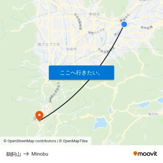 鵜飼山 to Minobu map