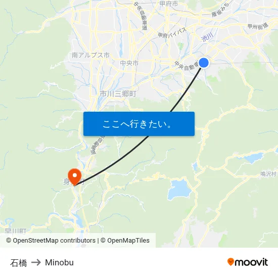 石橋 to Minobu map