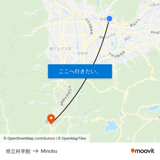 県立科学館 to Minobu map