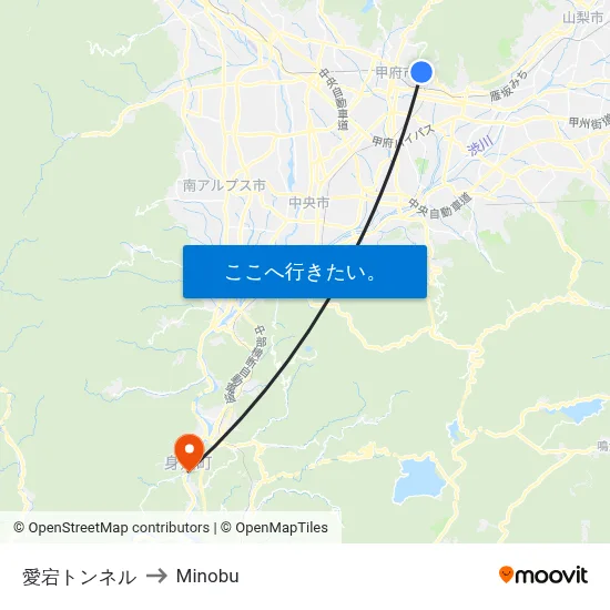 愛宕トンネル to Minobu map
