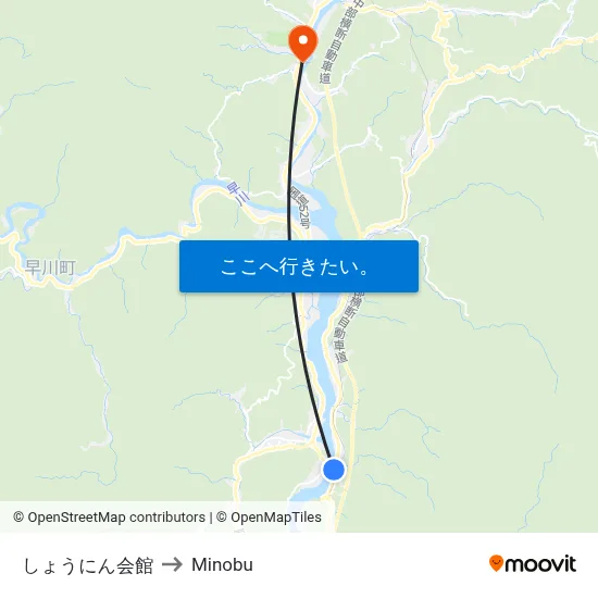 しょうにん会館 to Minobu map