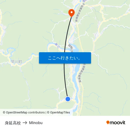 身延高校 to Minobu map