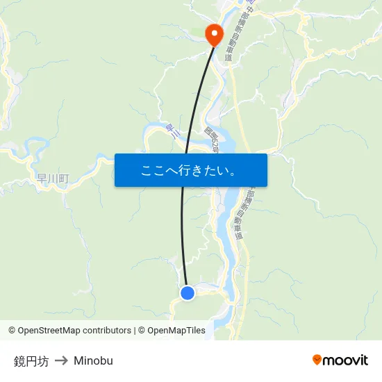 鏡円坊 to Minobu map